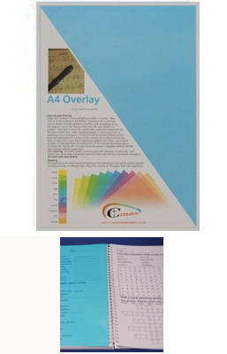4x A5 Blue Coloured Overlays Visual Stress Dyslexia Reading Aid PVC Sheets 